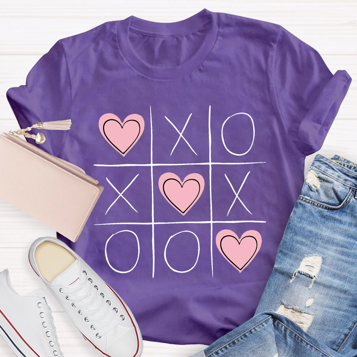 Tic Tac Toe Valentines  Love Heart T-Shirt