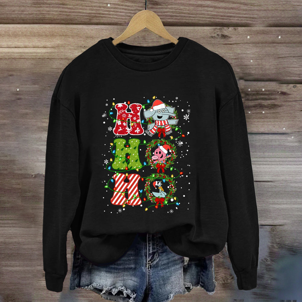 Ho Ho Ho The Elephant And Friends Merry Christmas Sweatshirt