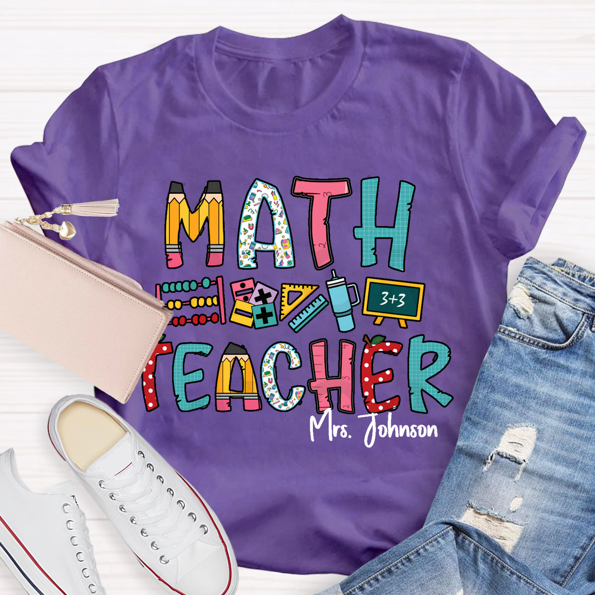 Personalized Math Teacher Name Mrs. Johnson T-Shirt