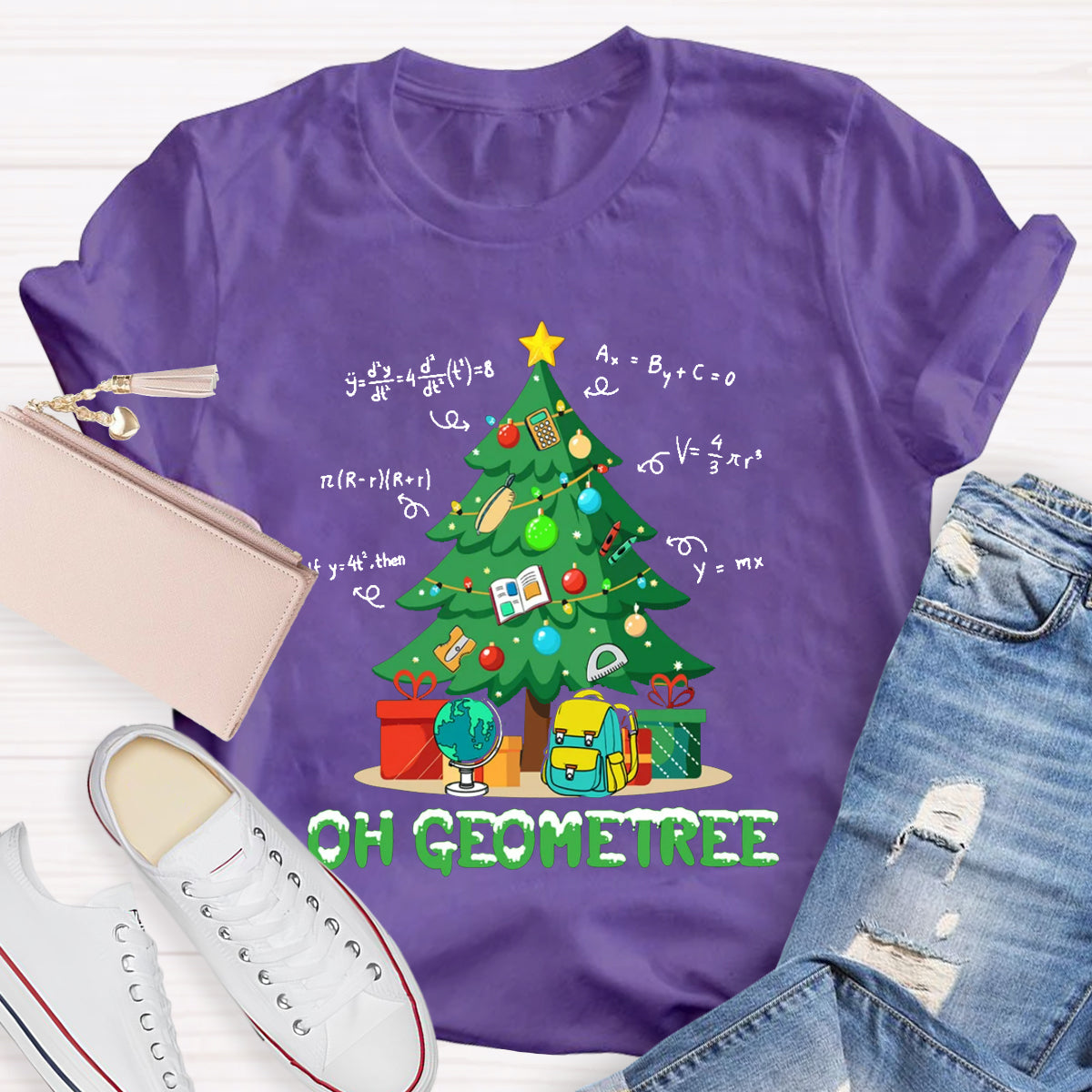 Oh Geometree Funny Math Xmas Teacher T-Shirt