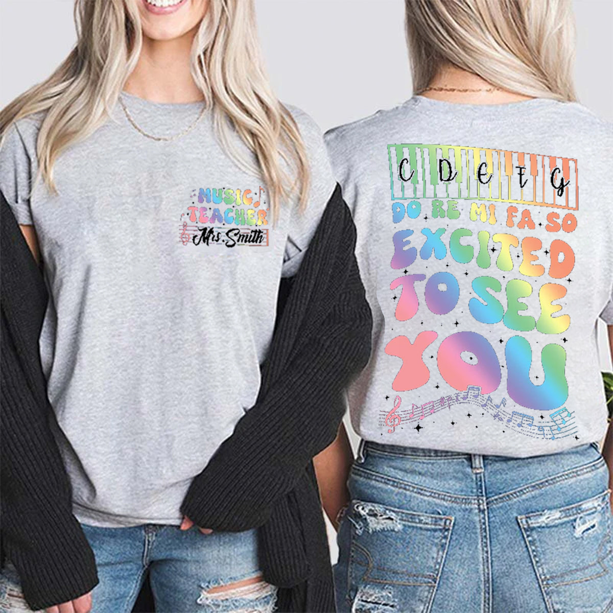 Personalized Name Excited To See You Double Printed T-shirt