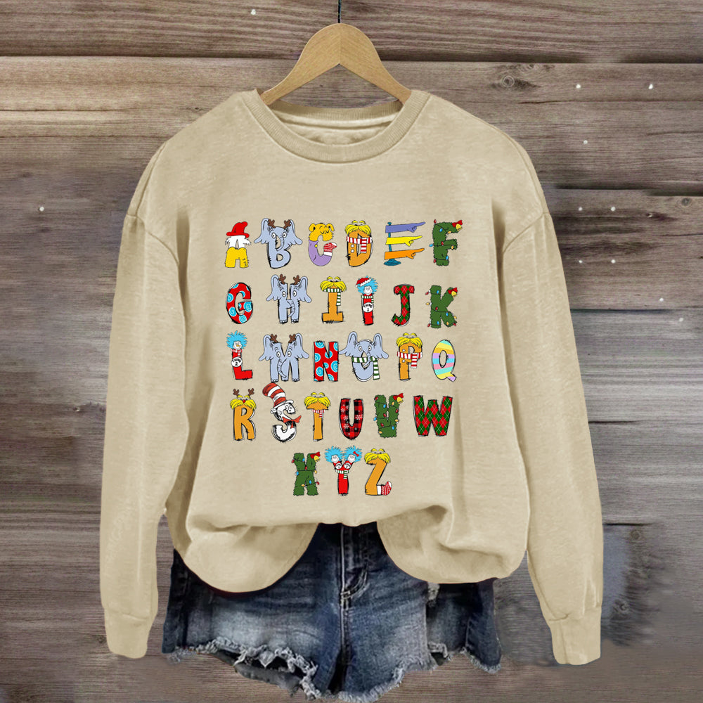 Christmas Doodle Alphabet Cat In The Hat Children's Book Sweatshirt