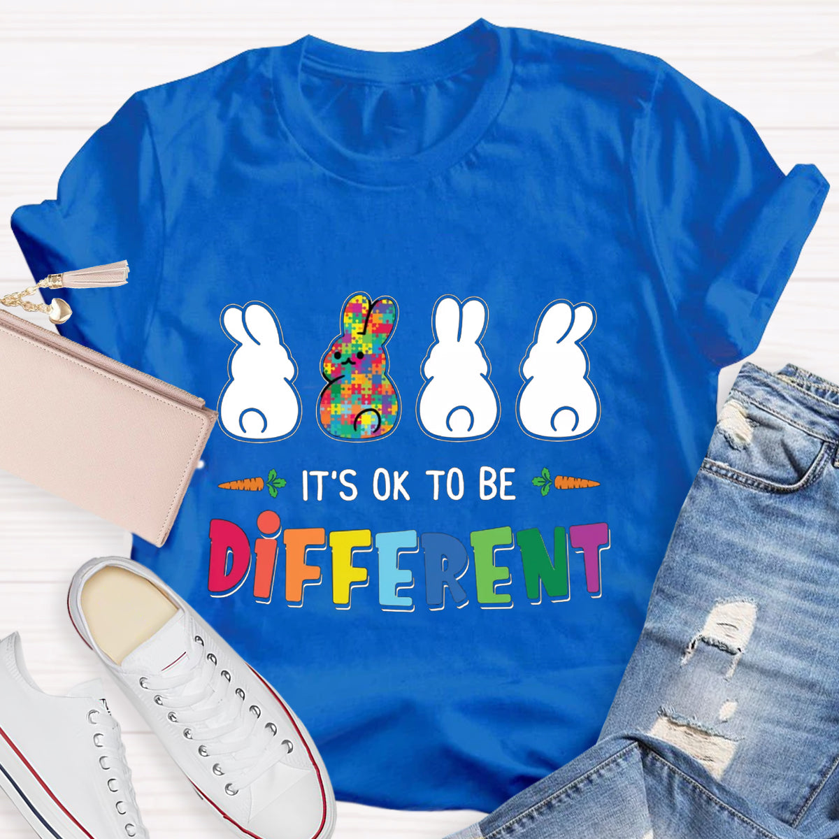 It's Ok To Be Different Bunny Rabbit Autism Awareness T-Shirt