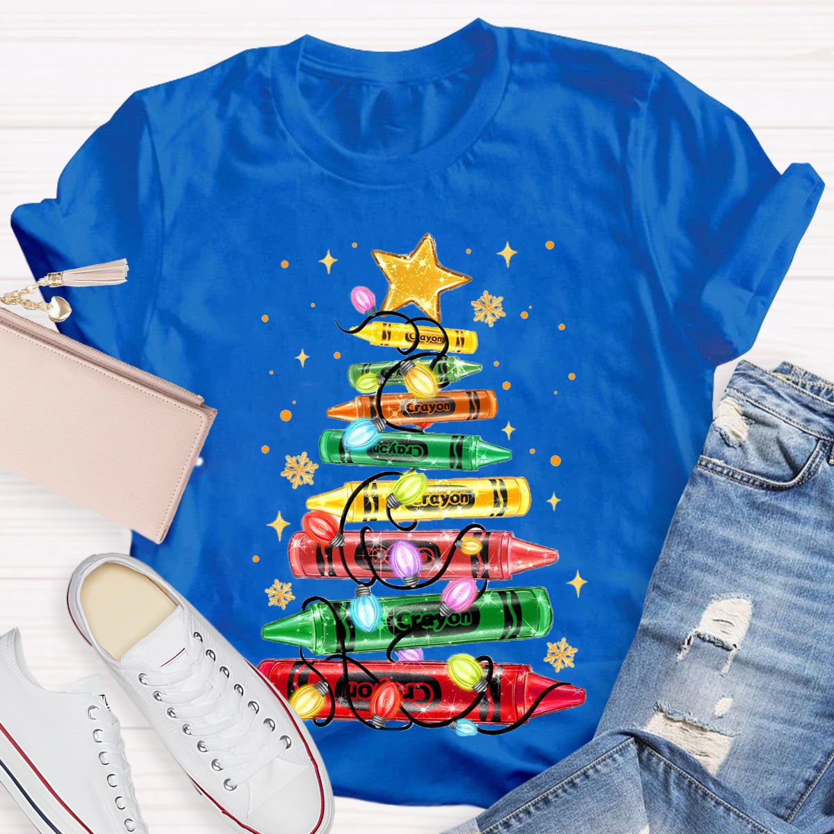 Christmas Crayon Tree  T-Shirt