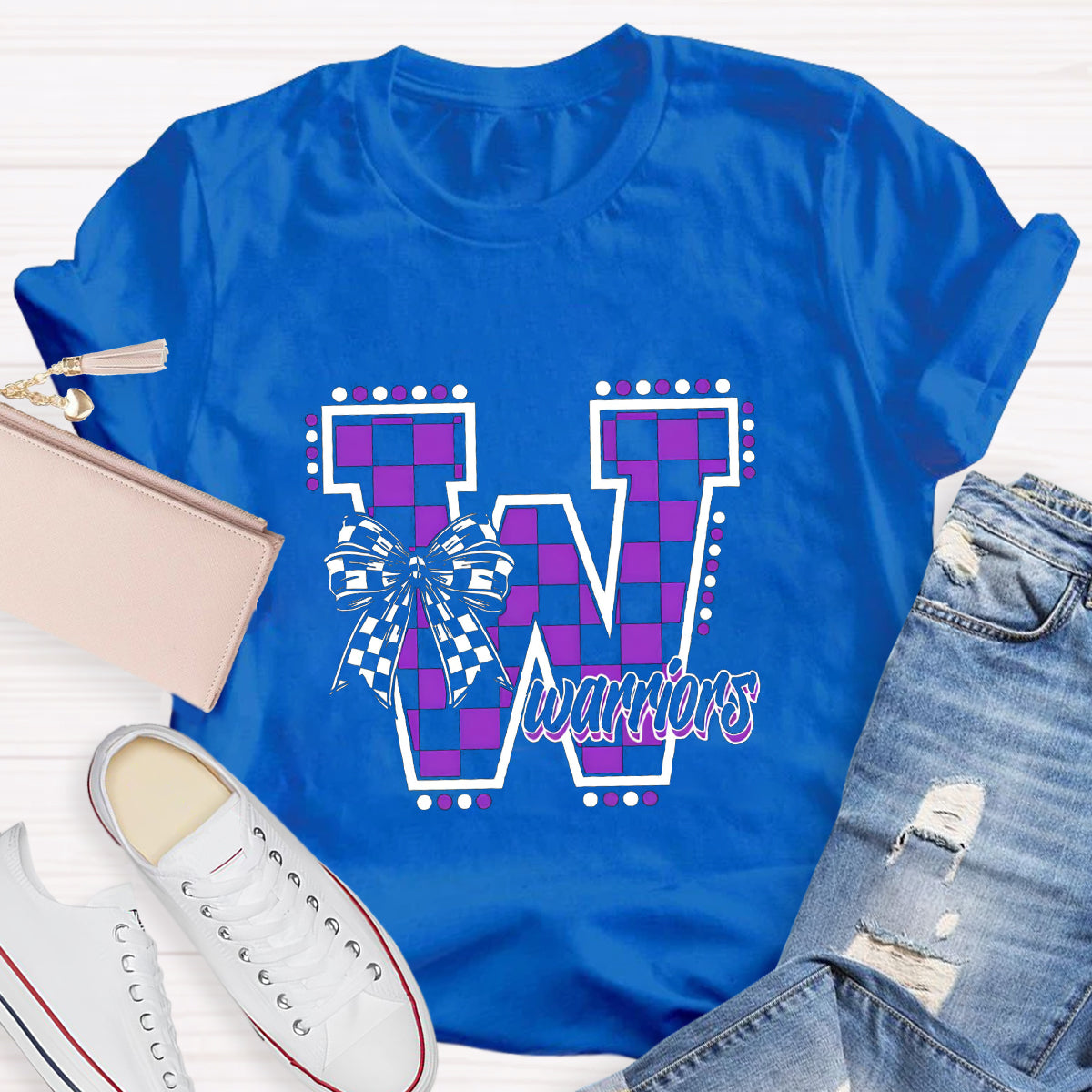 Personalized Mascot Bow Teacher T-Shirt