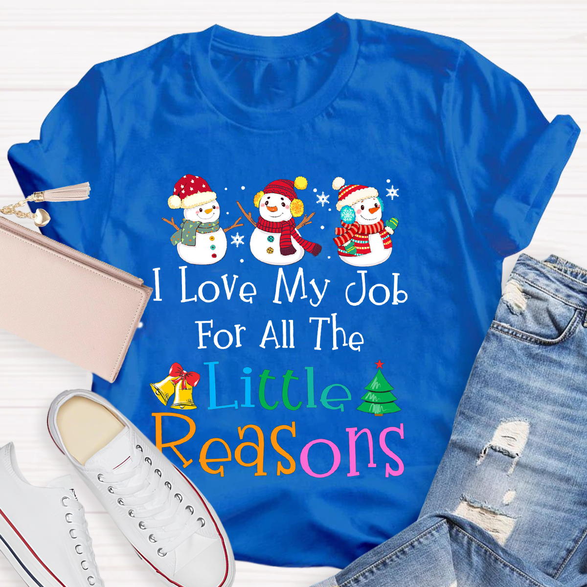 I Love My Job For Little Reasons Christmas Teacher T-Shirt