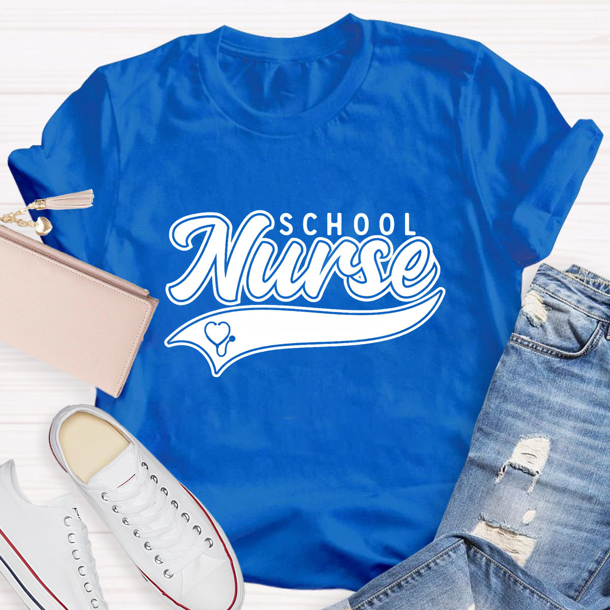 School Nurse Letter Printed T-Shirt