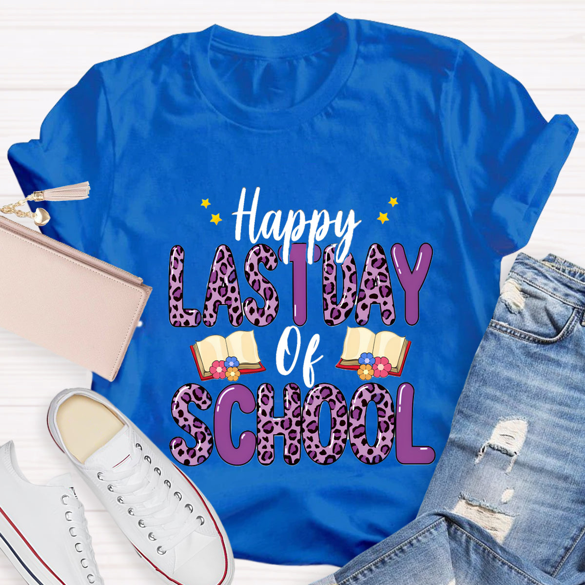 Happy Last Day Of School Purple Printed T-Shirt