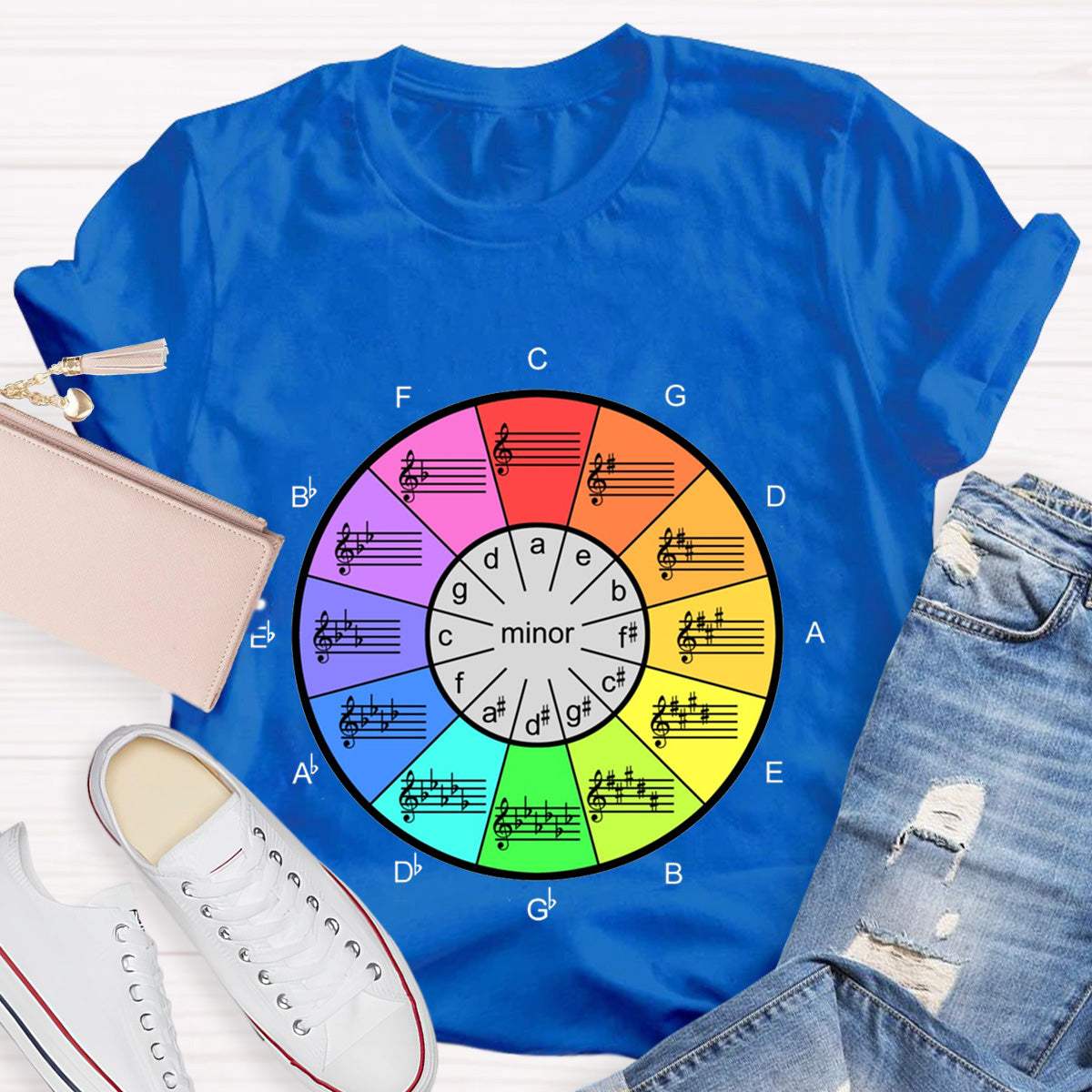 Circle Of Fifths Color Wheel For Music Artists Teacher T-Shirt