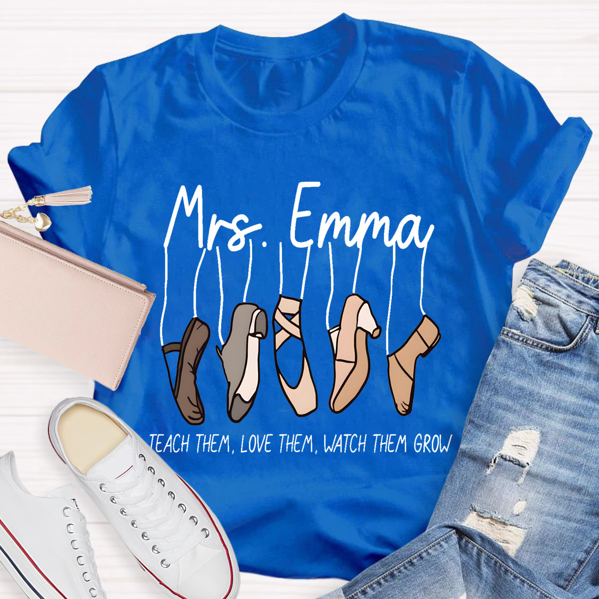 Personalized Name Watch Them Grow Teacher T-Shirt