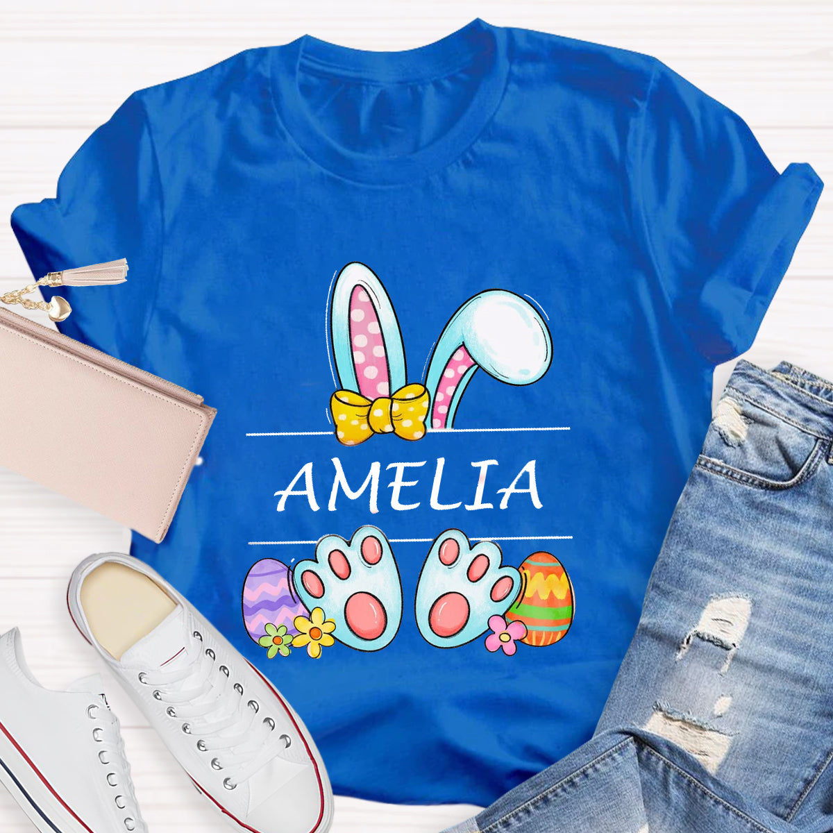 Personalized Name Happy Easter Bunny T-Shirt