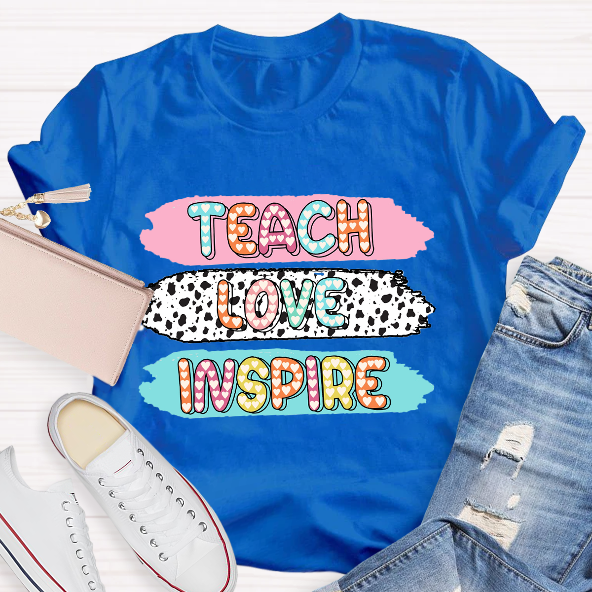 Teach Love Inspire Dot Light Teacher T-Shirt