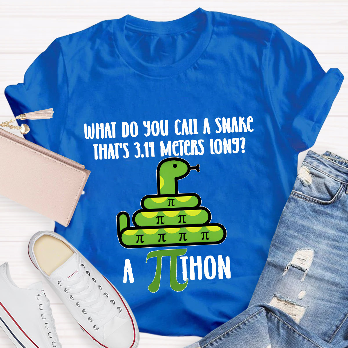 What Do You Call A Snake That'S 3.14 Meters Long Funny Pi Day T-Shirt