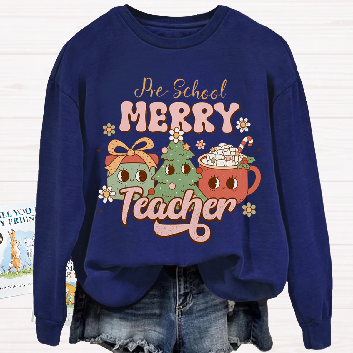 Personalized Grade Christmas Preschool Teacher Sweatshirt