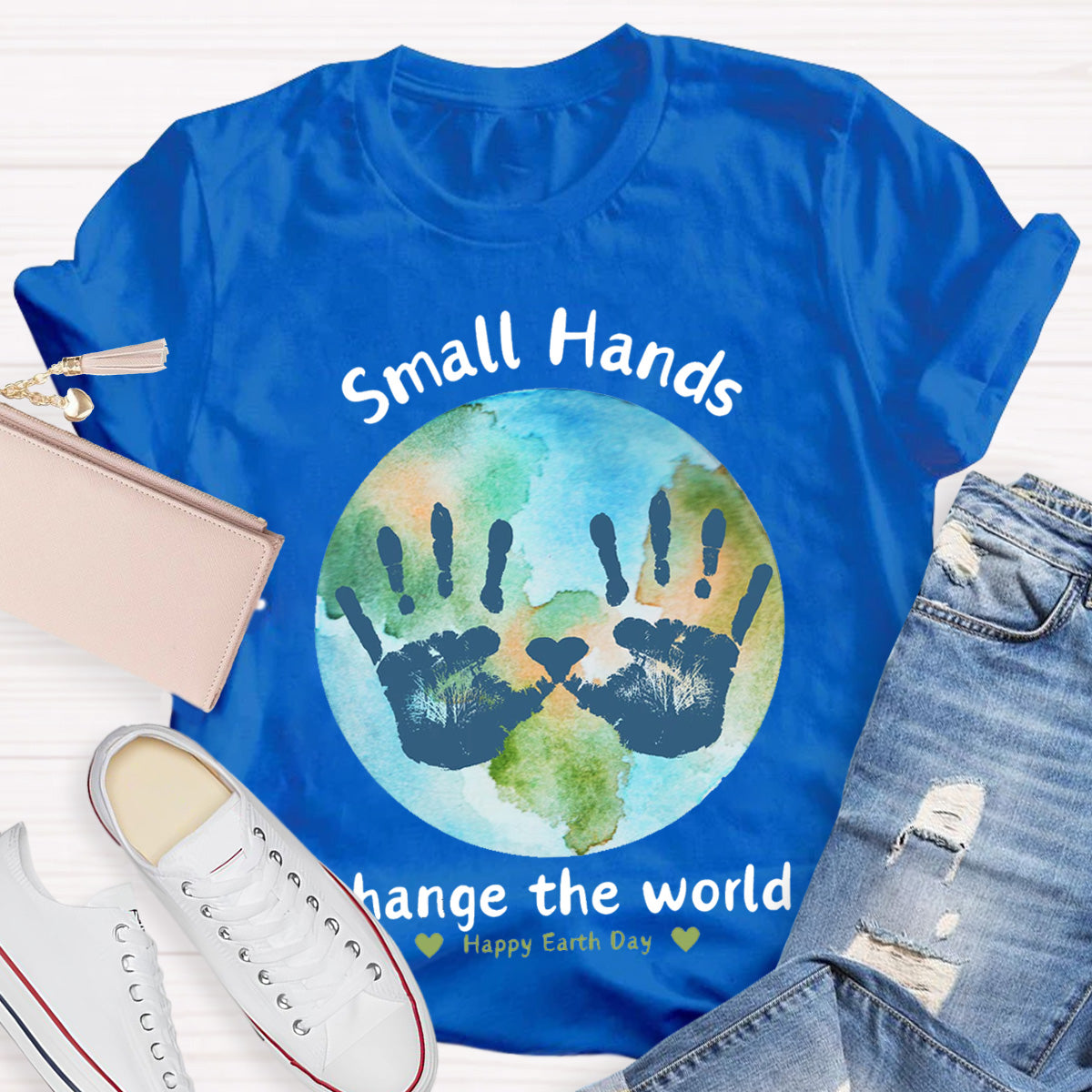 Earth Day Activity Handprint Small Hands Teacher T-Shirt