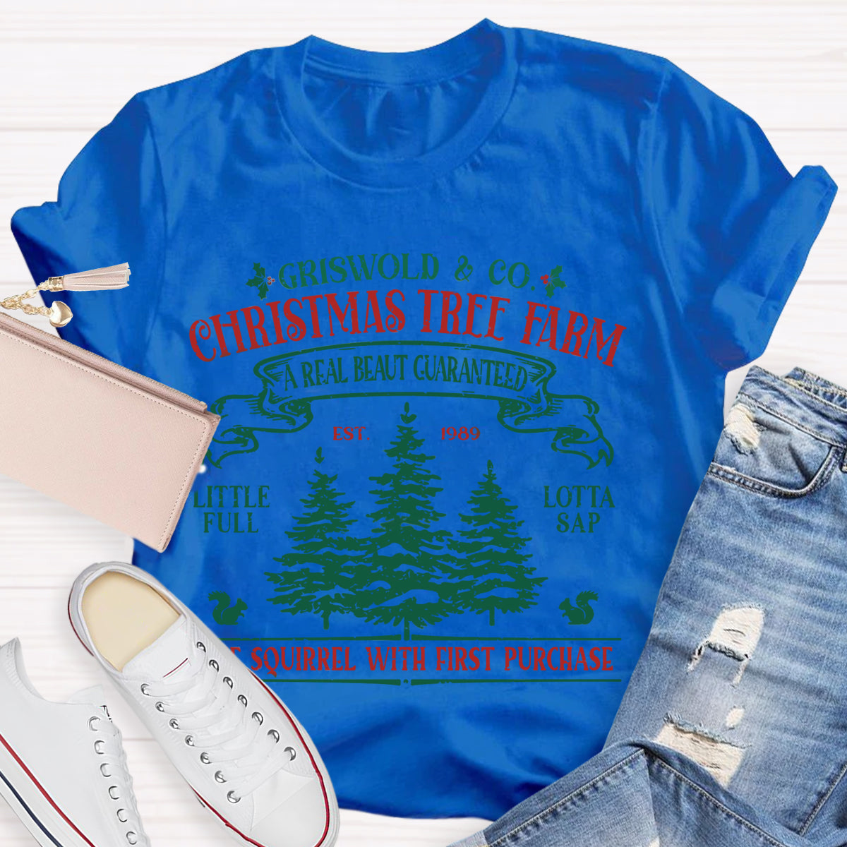 Christmas Tree Farm A Real Beauty Guaranteed Squirrel  T-Shirt