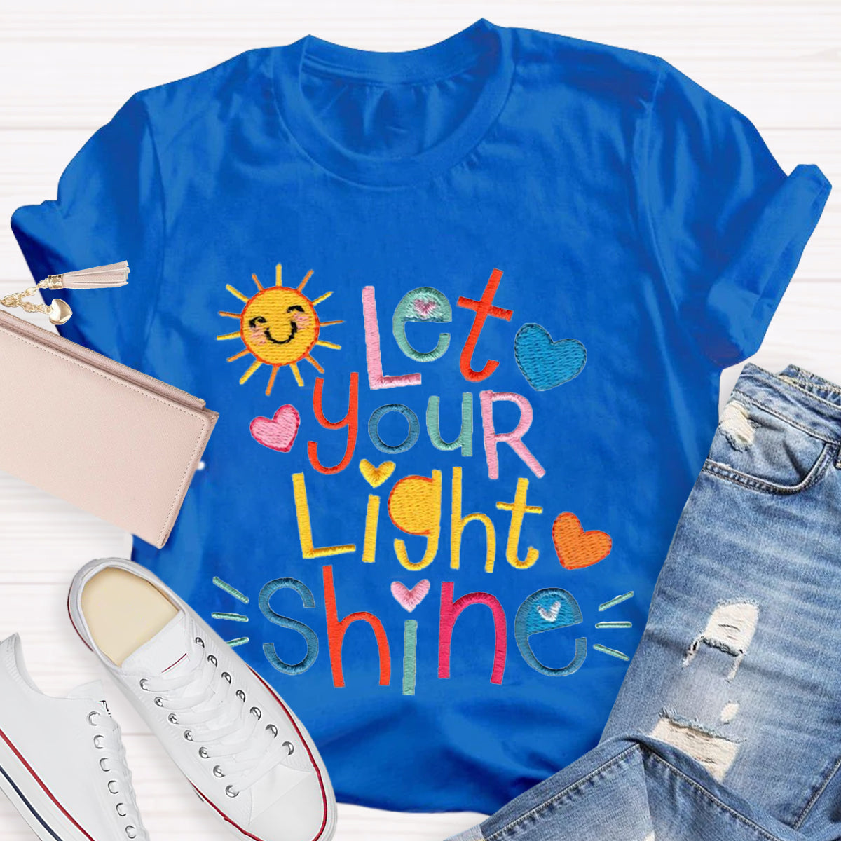 Let Your Light Shine Positive Teacher T-Shirt