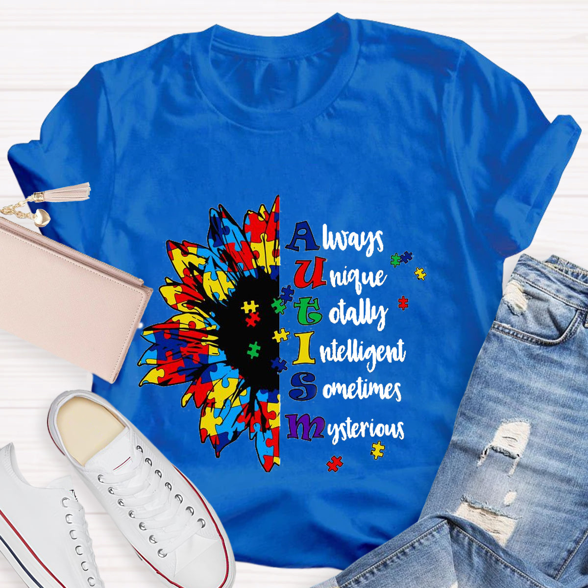 Always Unique Totally Intelligent Sometimes Mysterious Autism Sunflower T-Shirt