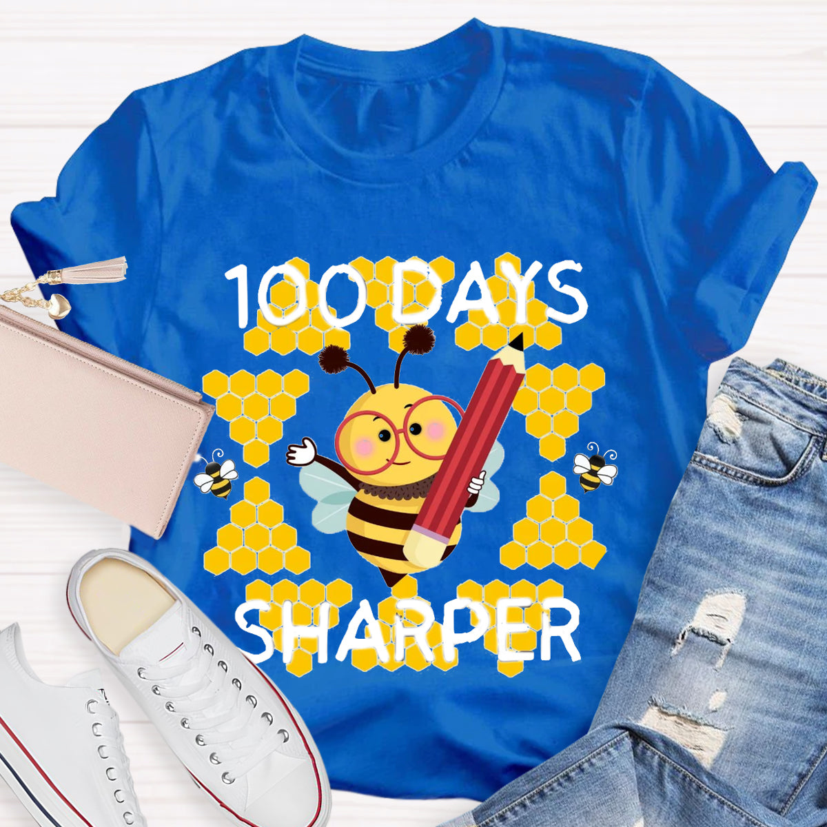 100 Days Sharper Funny Bee  T-Shirt