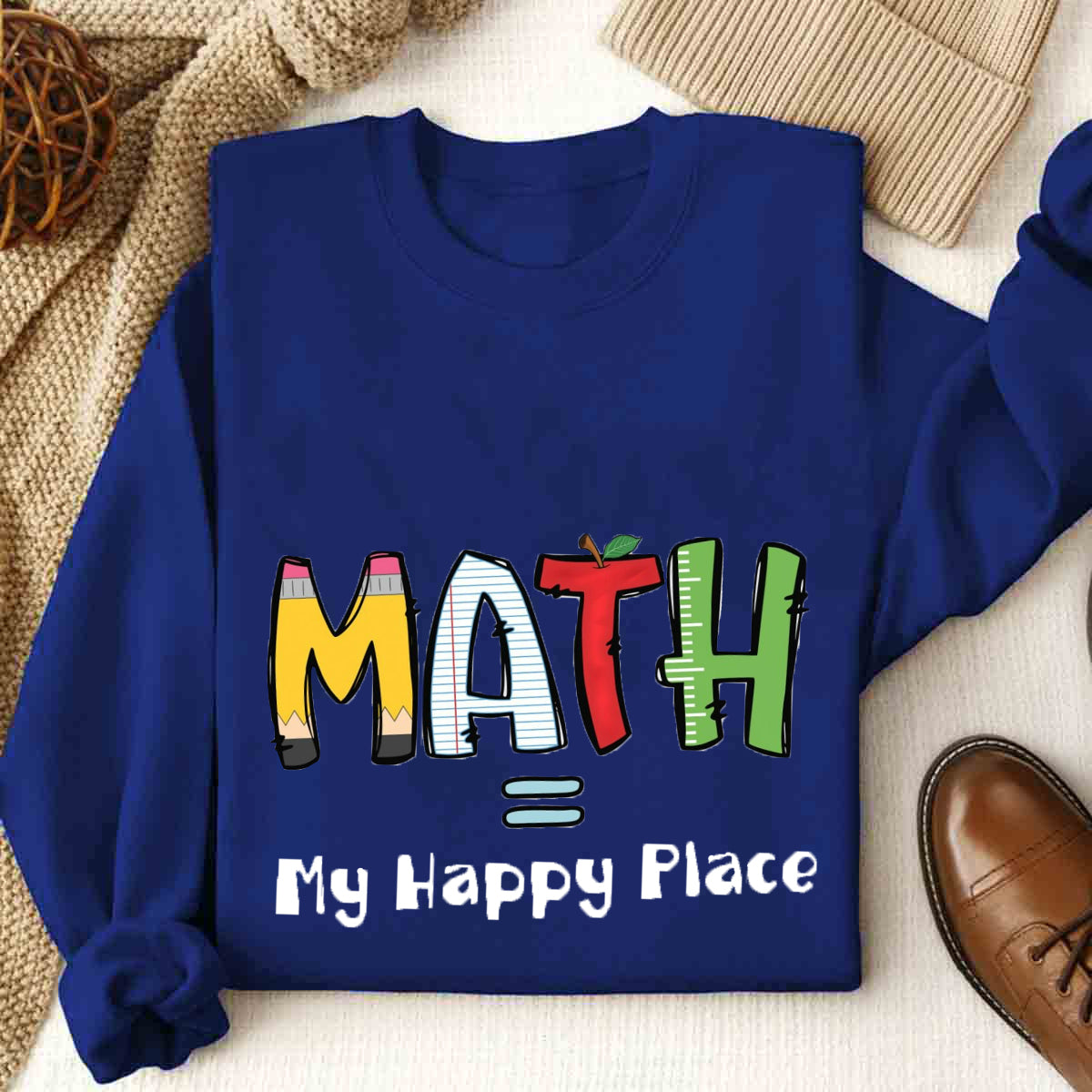 Math Is My Happy Place Cute Math Teacher Sweatshirt