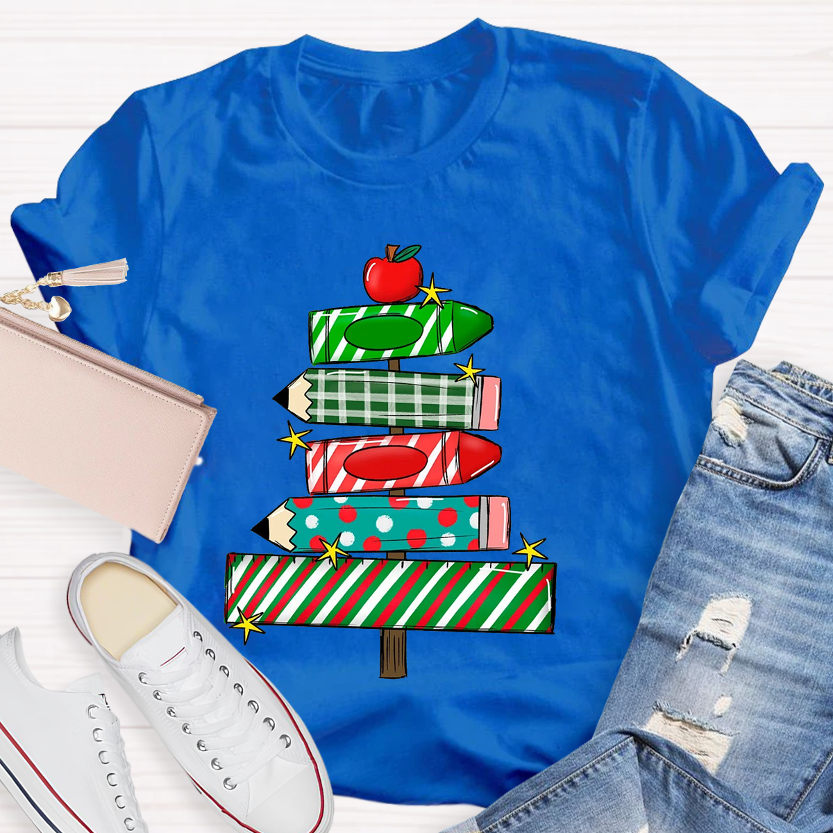 Christmas Pencil Tree Teacher T-Shirt