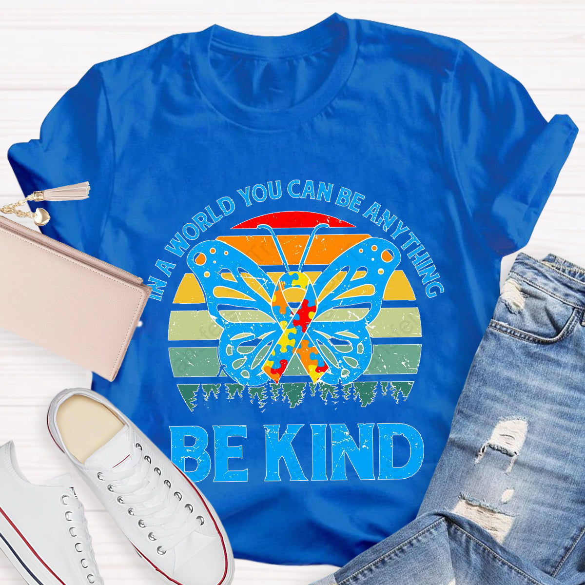 In A Word You Can Be Anything Be Kind Teacher T-Shirt