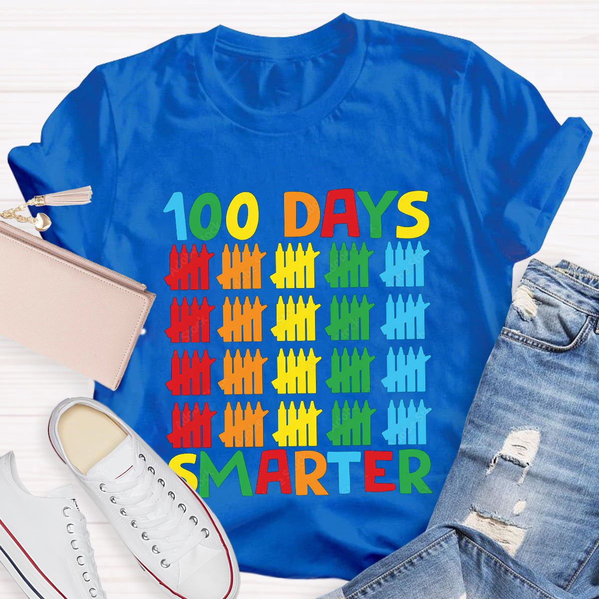 100 Days Smarter Colorful Pencil T-Shirt