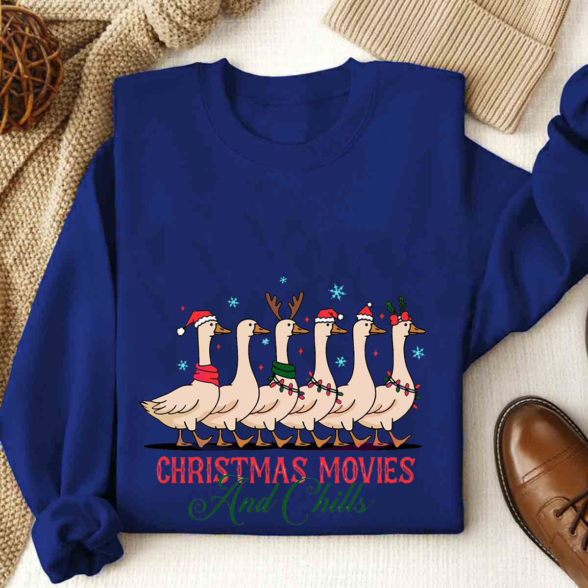 Christmas Movie And Chills Merry Duckmas Christmas Light Sweatshirt