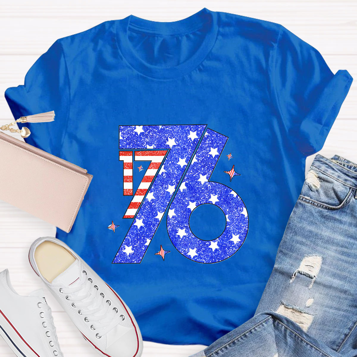 Blue Red White 1776 Teacher T-Shirt