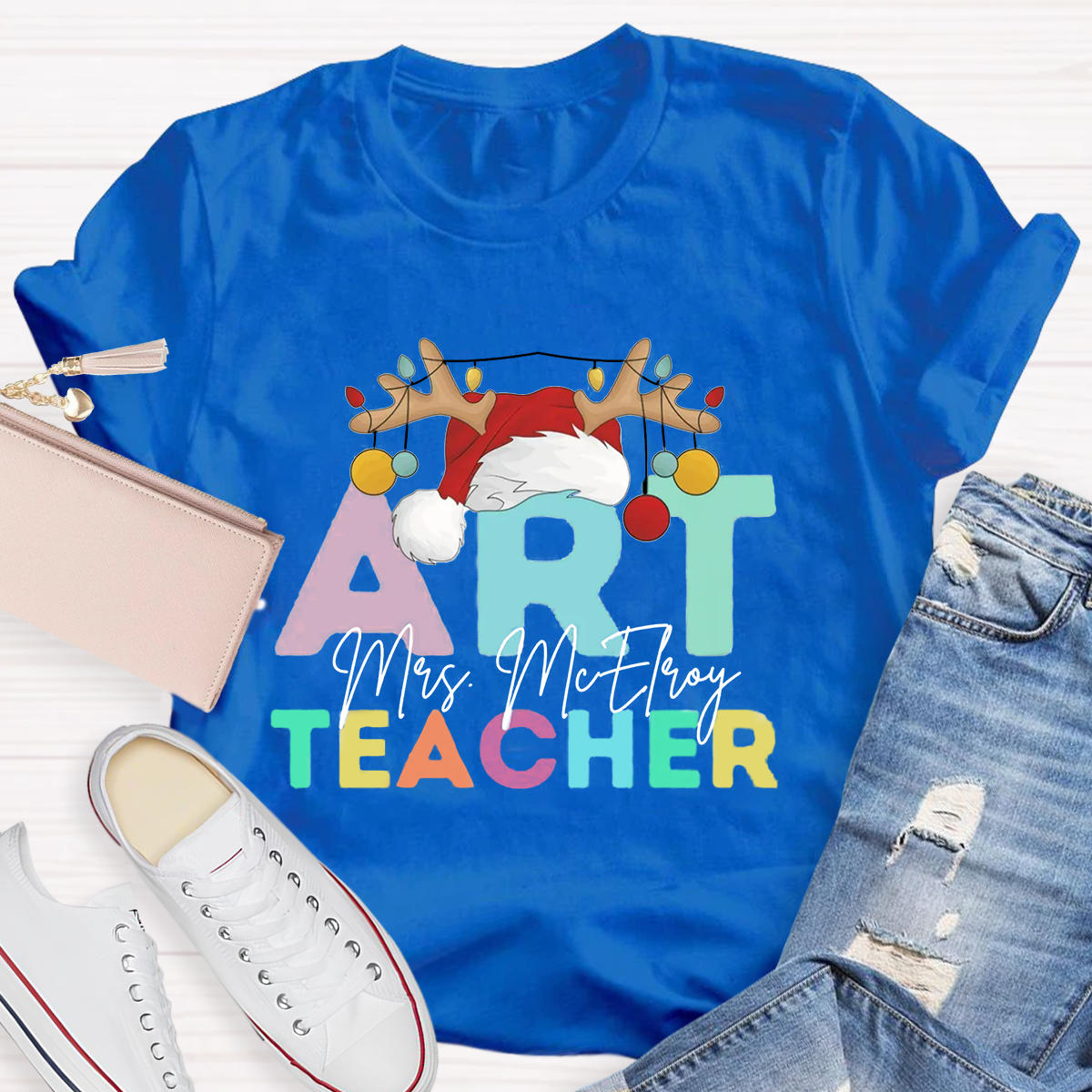 Personalized Name Art Teacher T-Shirt