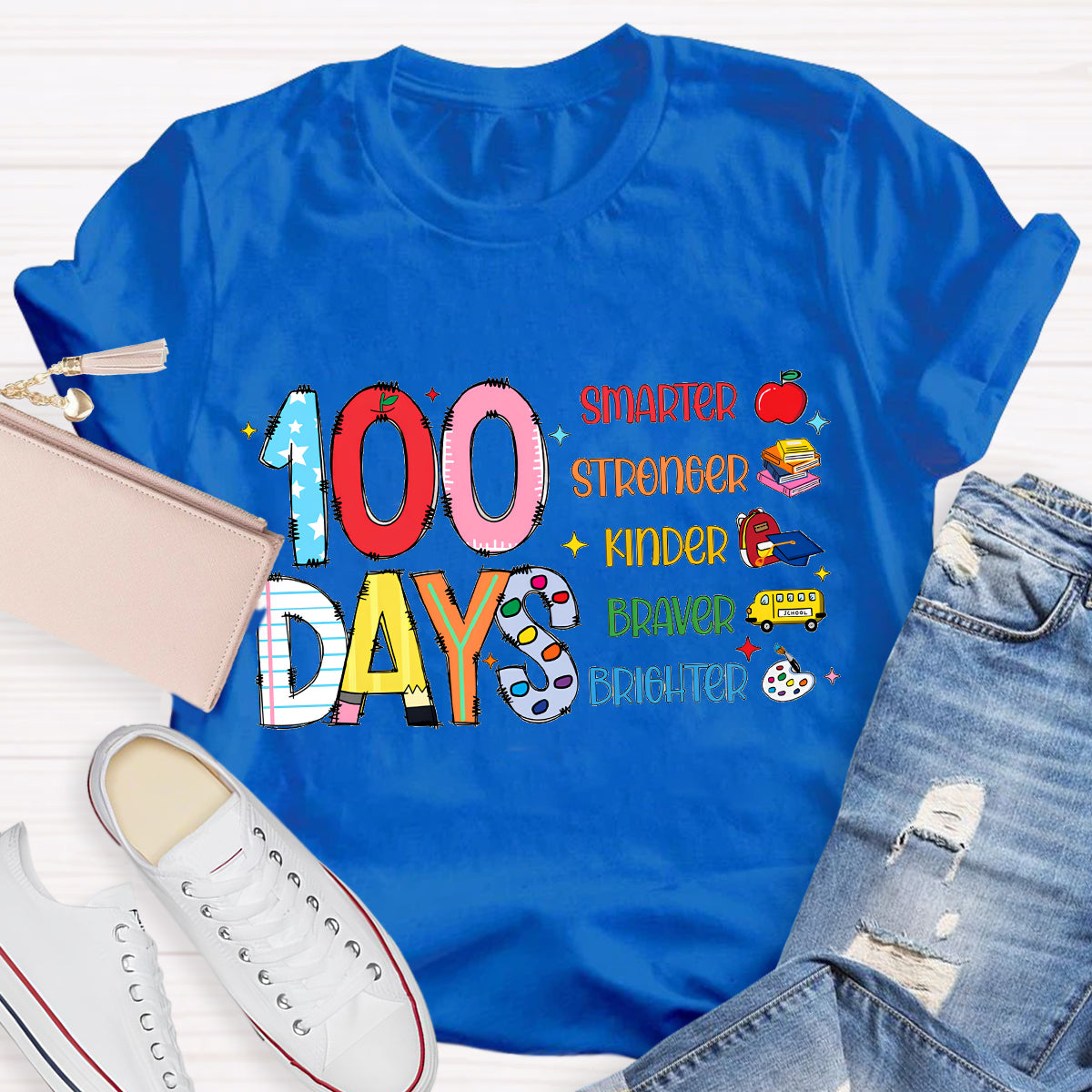 100 Days Smarter Brighter Teacher T-Shirt