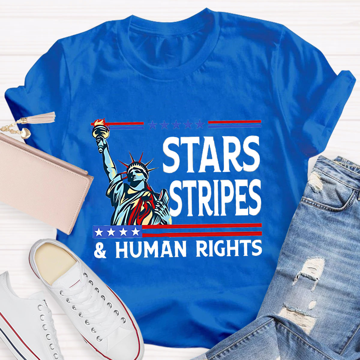 Stars Stripes And Human Rights Teacher T-Shirt
