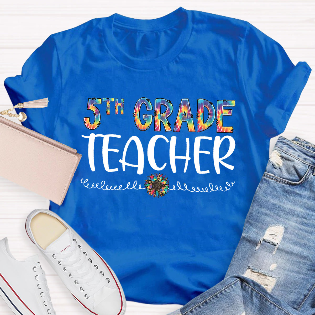 Personalized Grade Colorful Sunflower Teacher T-Shirt