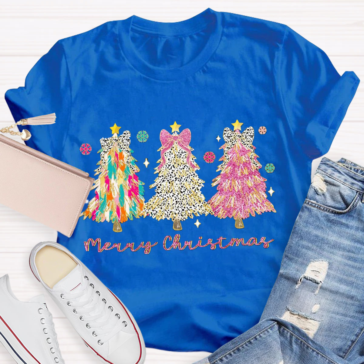 Colorful Coquette Glitter Christmas Tree  T-Shirt