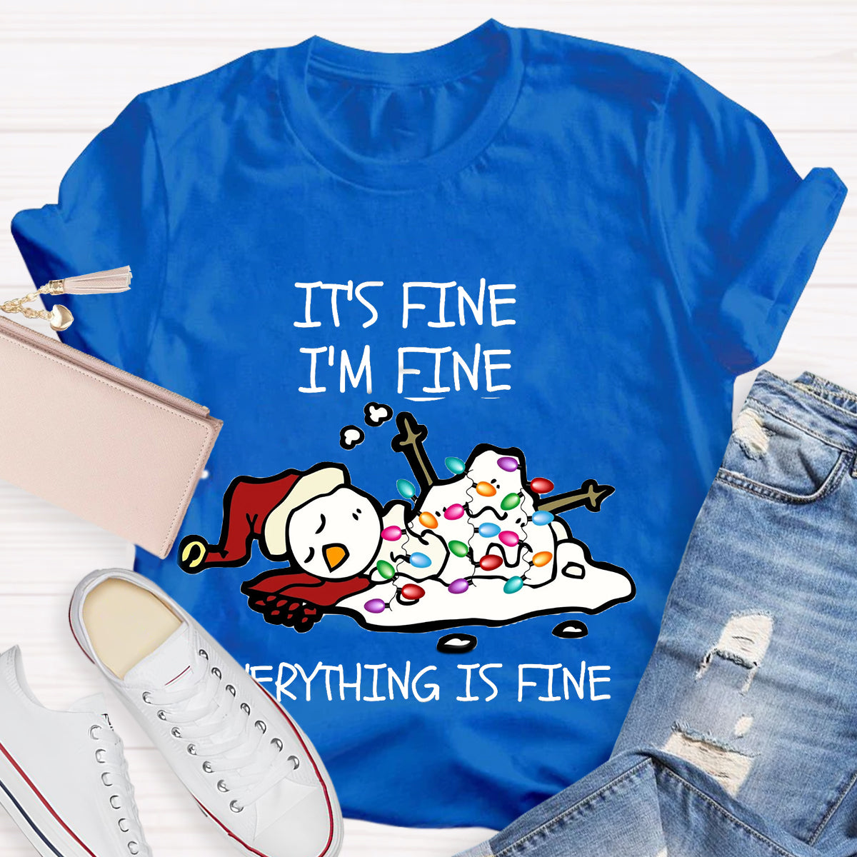 It's Fine I'm Fine Melting Snowman Teacher T-Shirt