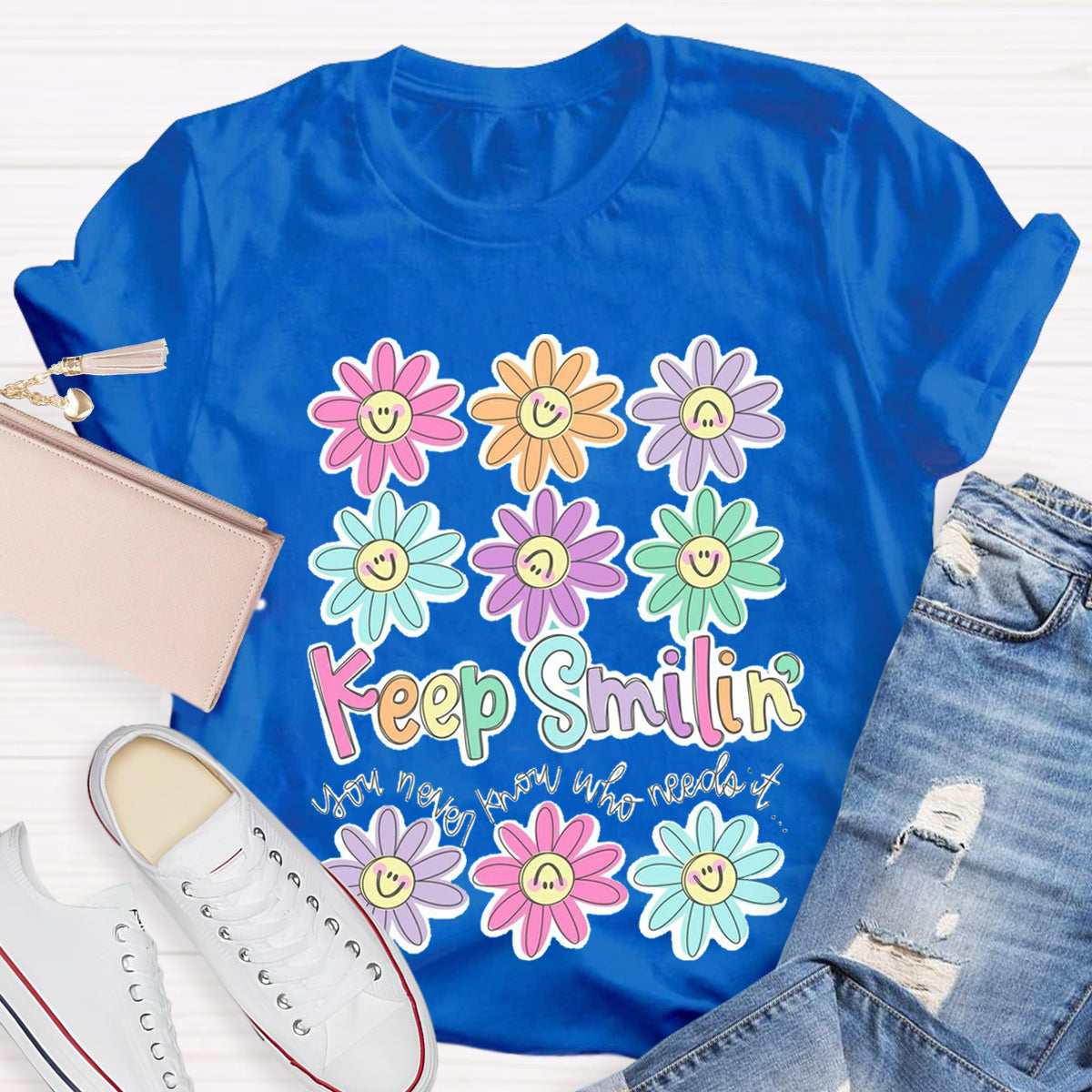 Cute Flower Face Teacher T-Shirt