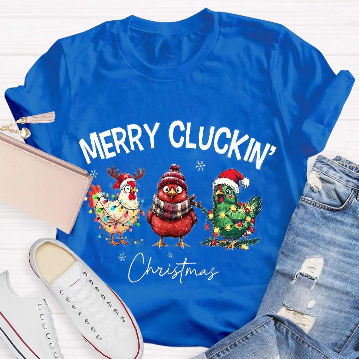 Merry Cluckin Chicken Funny Christmas T-Shirt