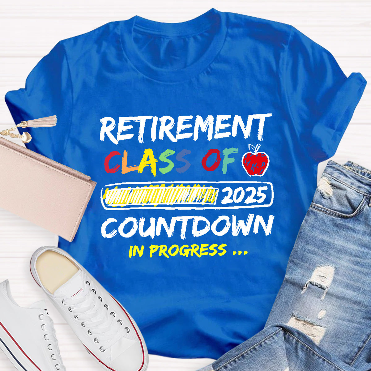 Personalized Retirement Year Class Countdown In Progress Teacher T-Shirt