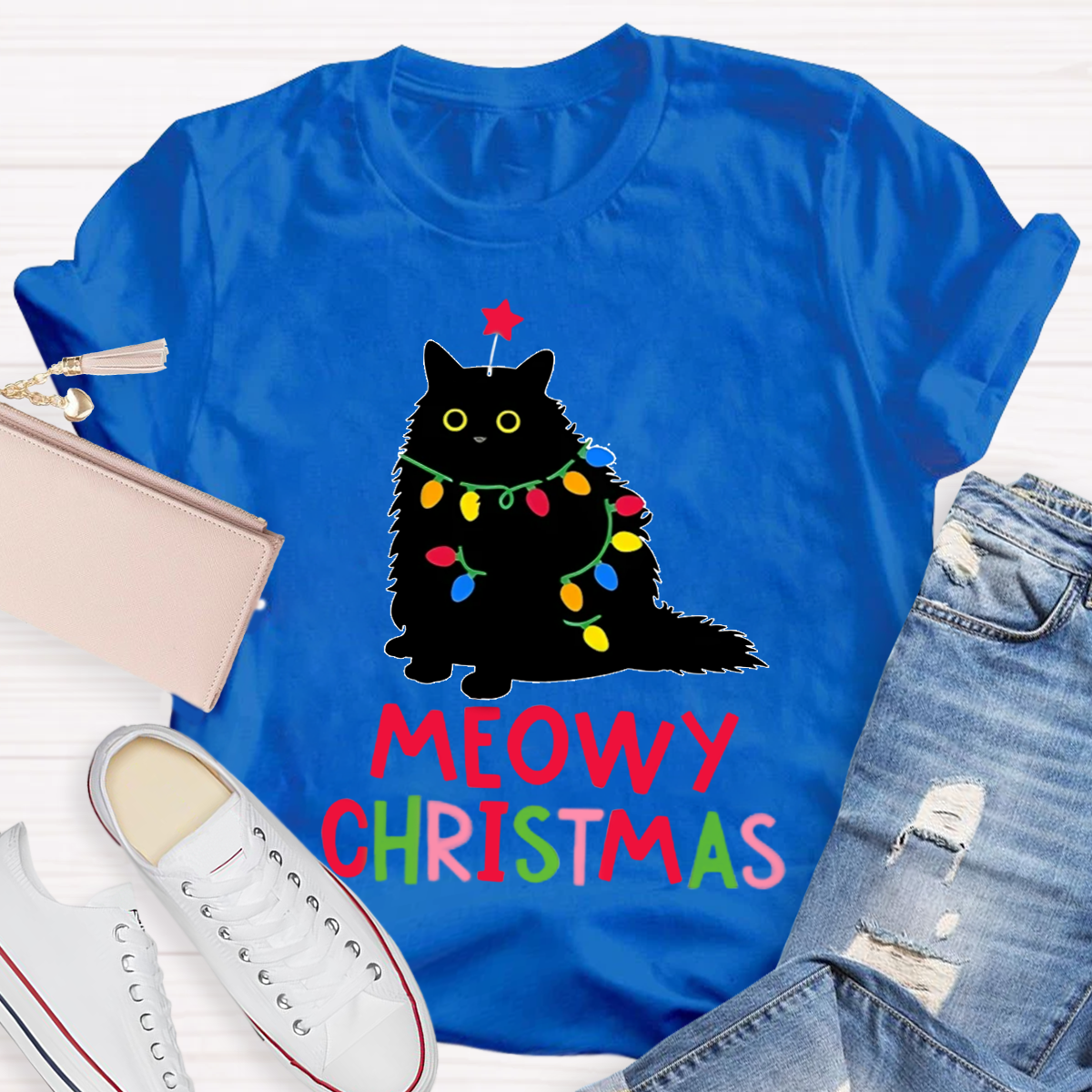 Meowy Christmas Teacher T-Shirt