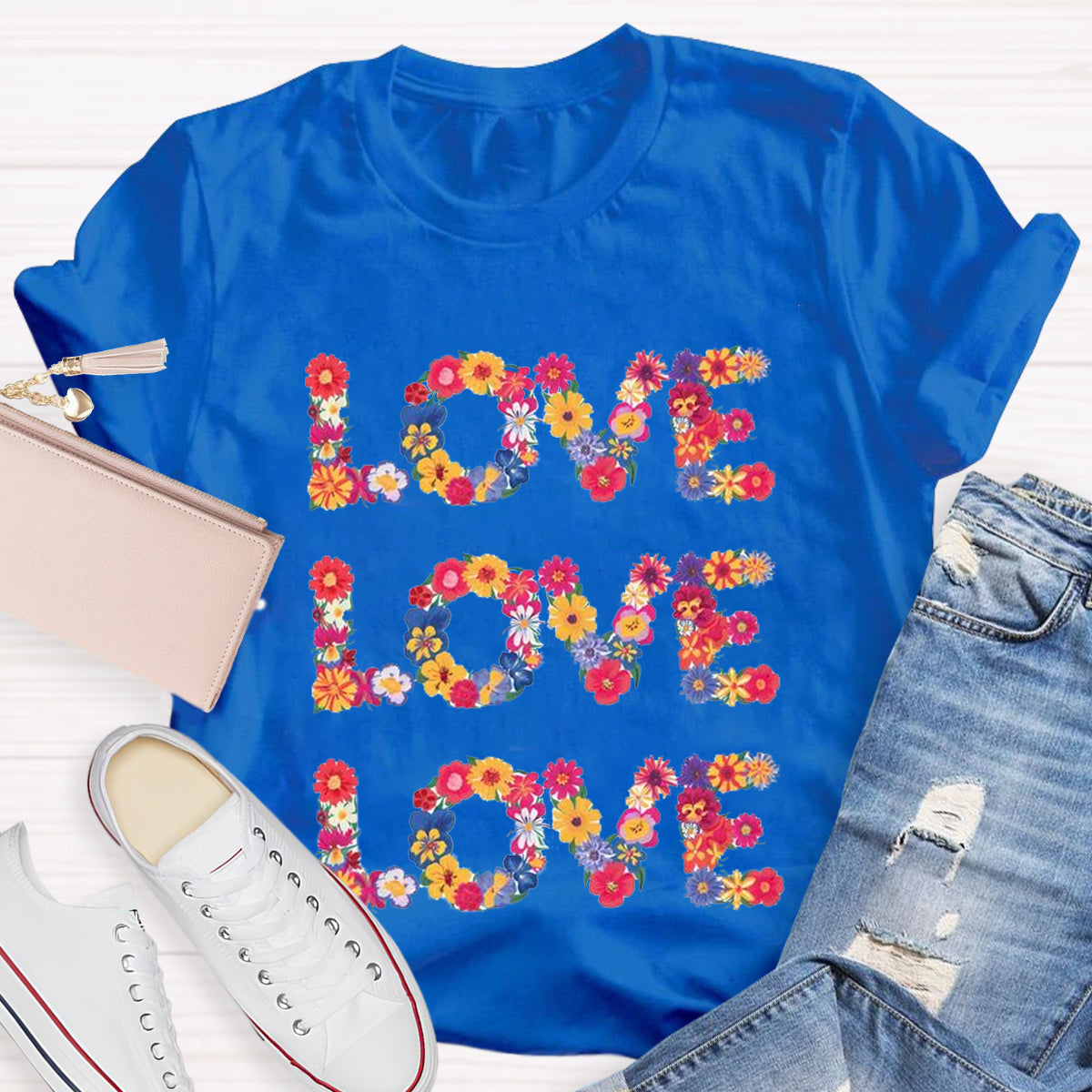 Flower Love Funny Design Teacher T-Shirt