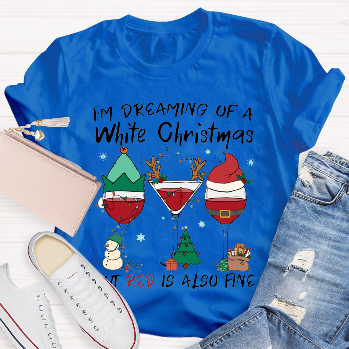 Dear Santa I Just Want Wine Teacher T-Shirt