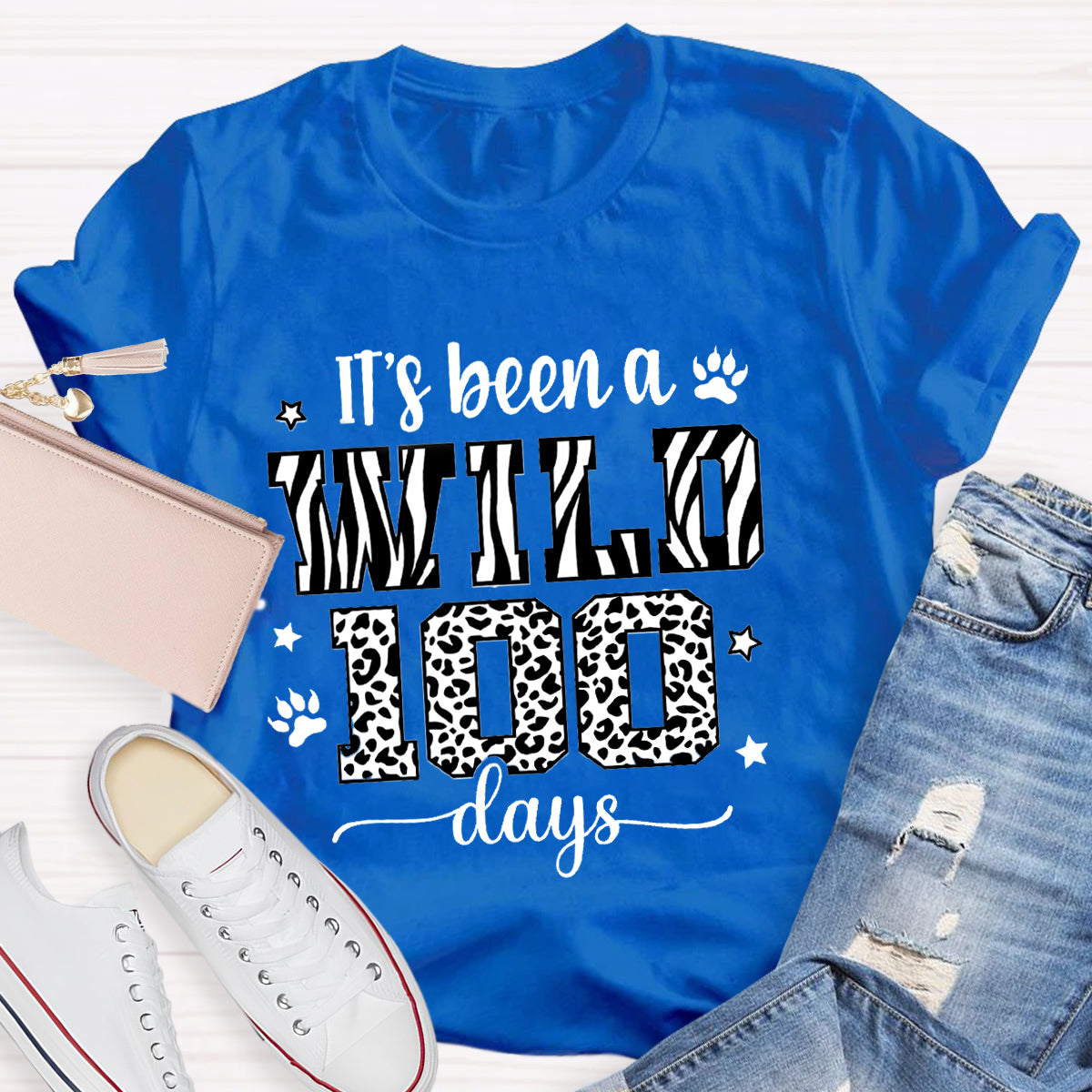 Zebra And Leopard Design It's Been A Wild 100 Days T-Shirt