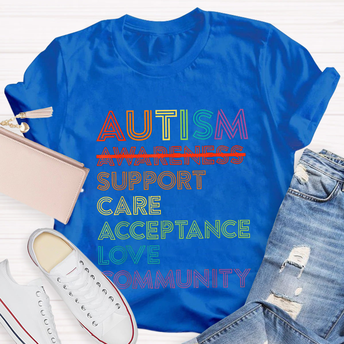 Letter Print Autism Teacher T-Shirt