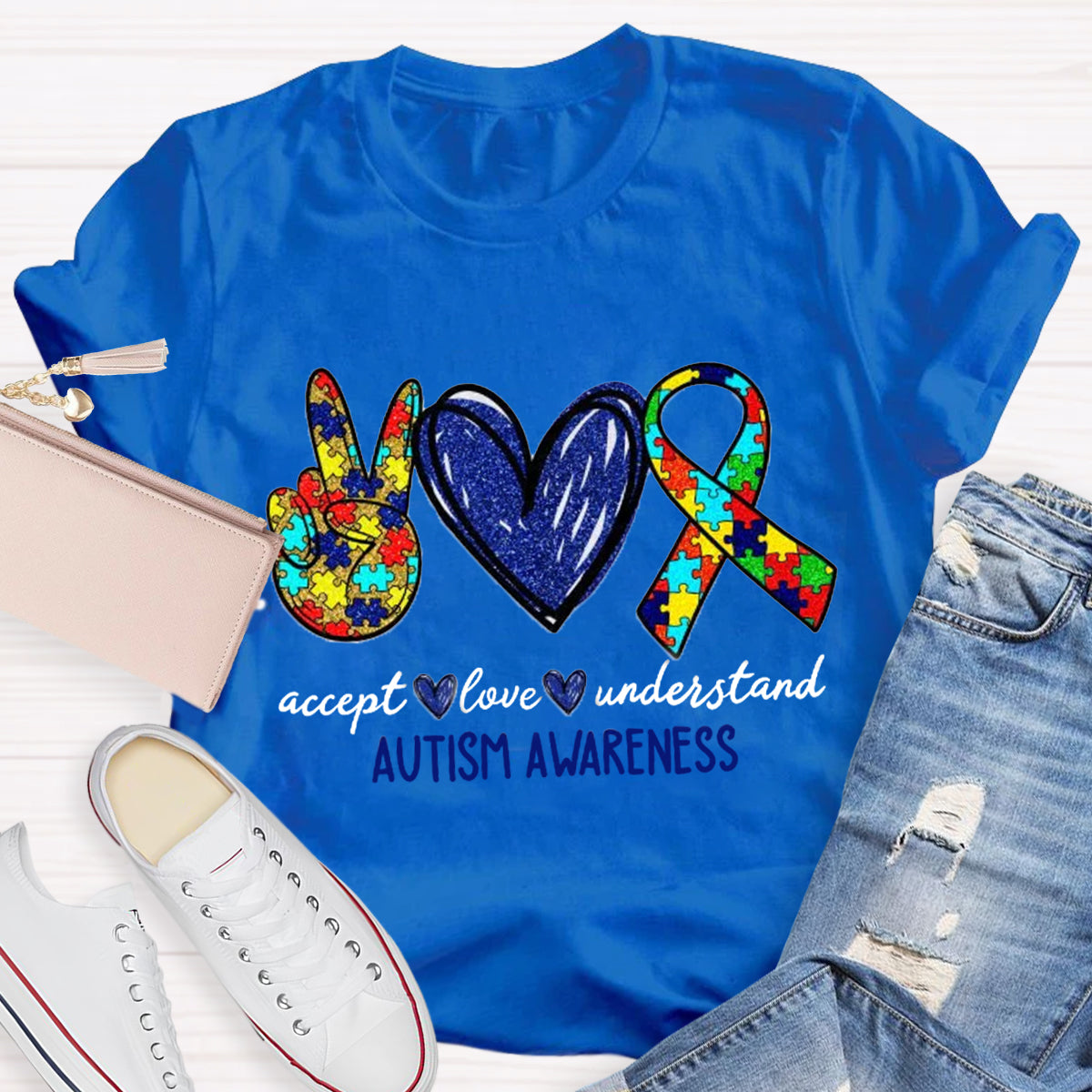 Teach Accept Understand Love Autism Awareness Teacher T-Shirt