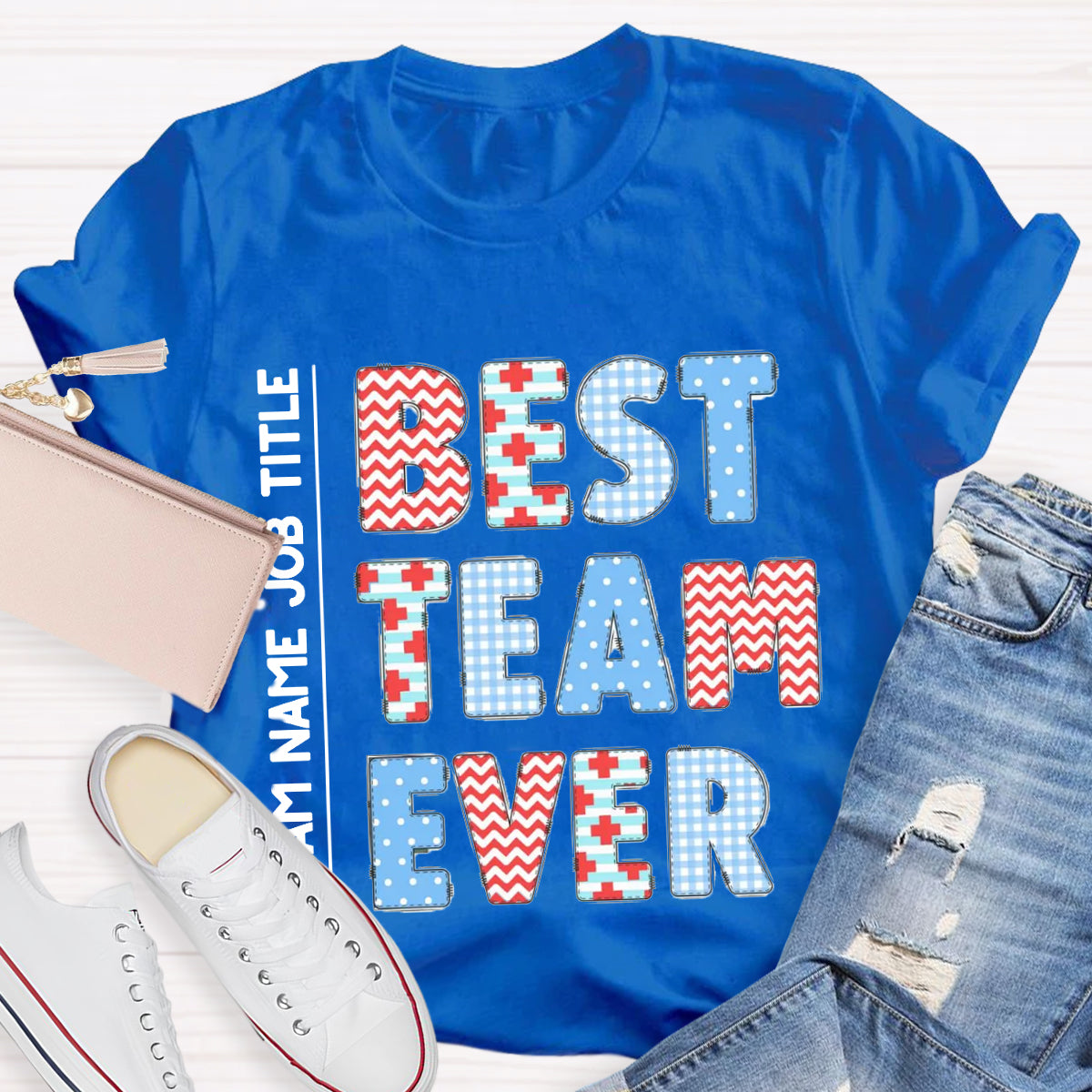 Personalized Team Name Plaid Design T-Shirt