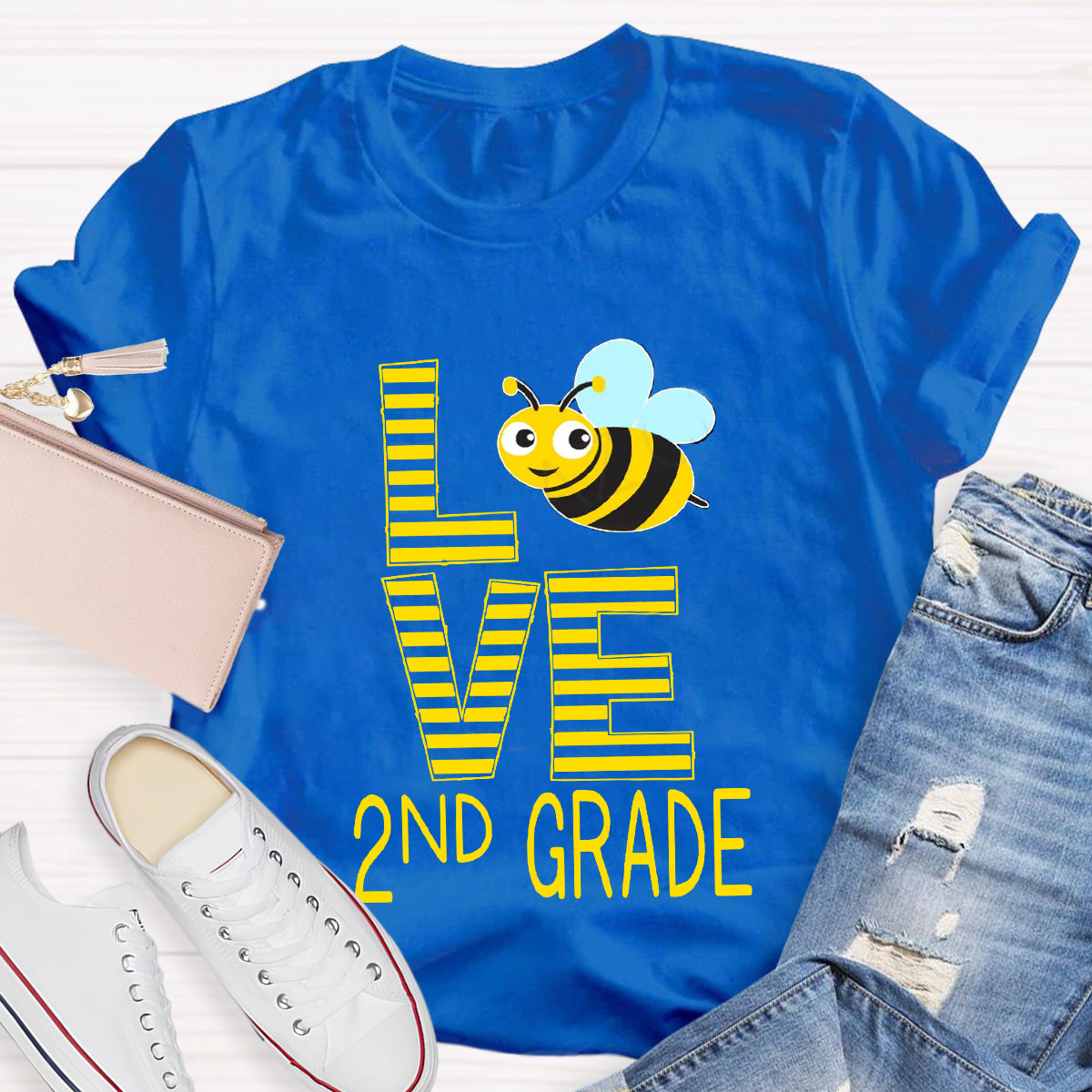 Personalized Grade Bee Love Teacher T-Shirt