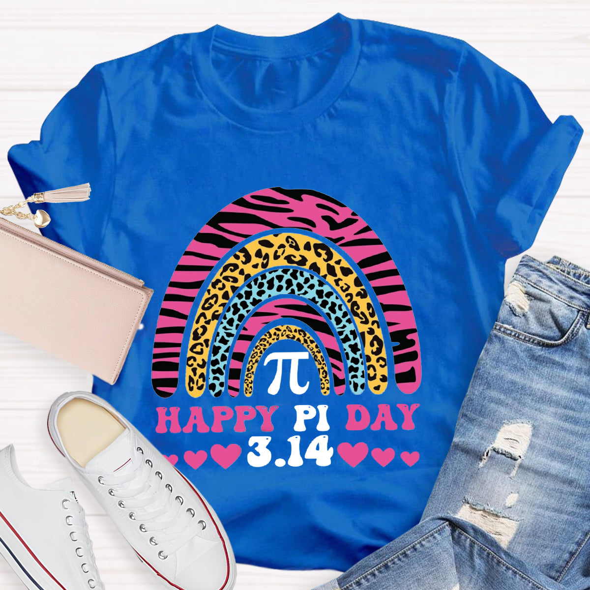 Happy Pi Day Pink Rainbow Teacher T-Shirt