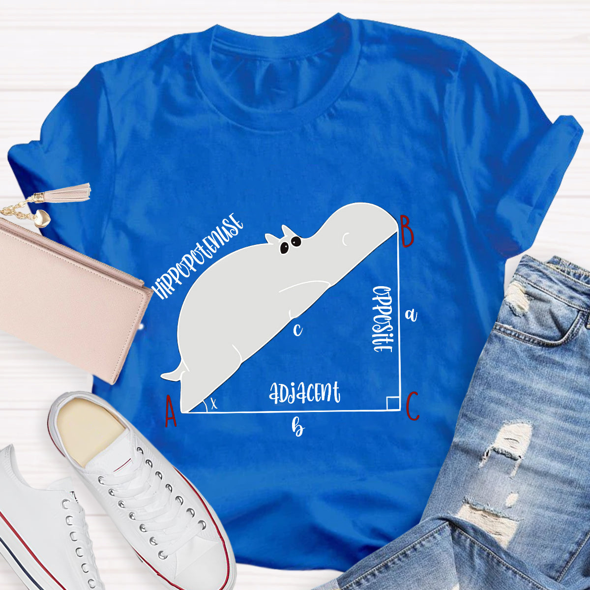 Diagram Hippopotenuse Adjacent Opposite Math Teacher T-Shirt