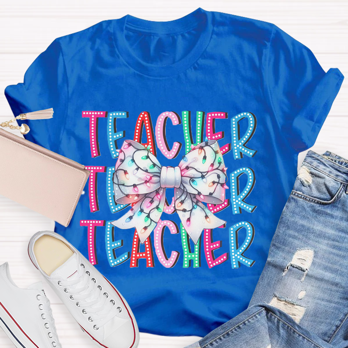 Christams Teacher Bow T-Shirt