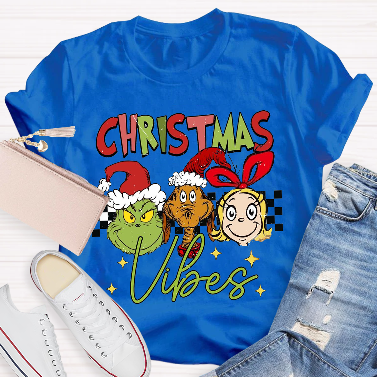 Christmas Vibes Cute Teacher T-Shirt